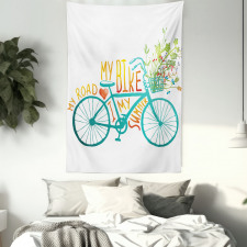 Blue Bike with Flowers Tapestry