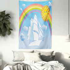 Motivational Ship Rainbow Tapestry