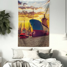 Big Ship at Sunset Tapestry