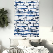 Romantic Sea and Palm Tapestry