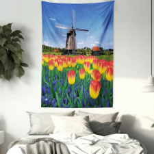 Blooming Tulip Windmill Tapestry