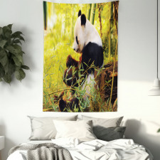 Panda Sitting in Forest Tapestry