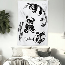 Hand Drawn Panda Poses Tapestry