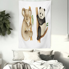 Koala Panda Watercolor Tapestry