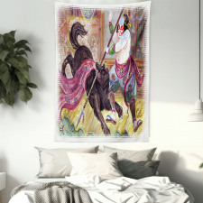 Brave Samurai and Wolf Tapestry