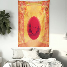 Ninjas Vintage Sunset Tapestry