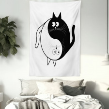 Ying Yang Black White Art Tapestry