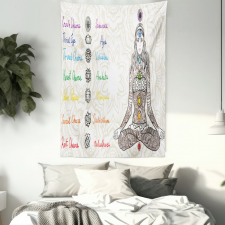 Sketch Yoga Posed Girl Tapestry