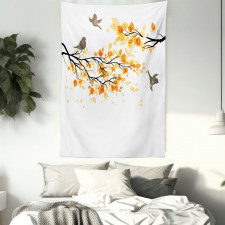 Flying Birds and Leaves Tapestry