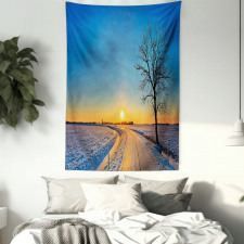 Winter Sunset Scene Tree Tapestry