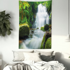 Watercolor Stream Jungle Tapestry