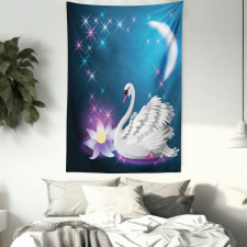 Magic Lily White Swan Tapestry