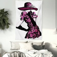 Woman in Floral Dress Tapestry