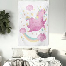 Unicorn with Star Rainbow Tapestry