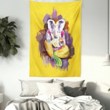 Elephant Figure Grunge Art Tapestry