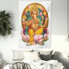 Elephant Figure in a Lotus Tapestry