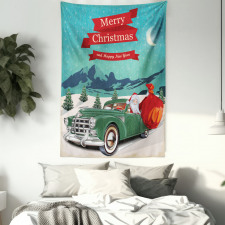 Santa in Classic Car Tapestry