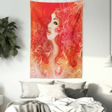 Lady Hair Floral Ornament Tapestry