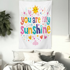 Cartoon Happy Sun Heart Tapestry