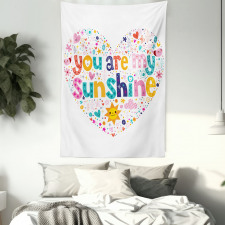 Words with Heart Shapes Tapestry