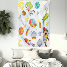 Kids Outer Space Earth Tapestry
