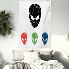 Grunge Alien Heads Art Tapestry