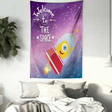 Spaceship Alien Kids Tapestry