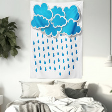 Puffy Clouds Rainy Day Tapestry