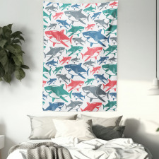 Colorful Shark Patterns Tapestry