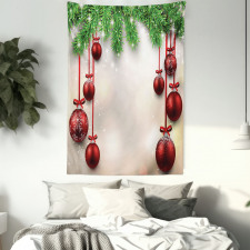 Red Balls Ribbons Tapestry