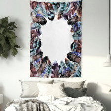 Bird Feathers Circle Art Tapestry