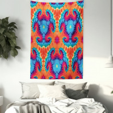 Orange and Blue Motif Colorful Tapestry