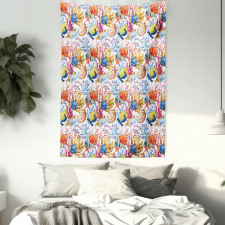 Coral Reef Scallop Shells Tapestry