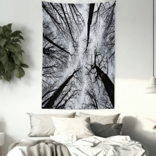 Dark Winter Forest Tree Tapestry