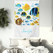 Cartoon Sea Life Theme Tapestry