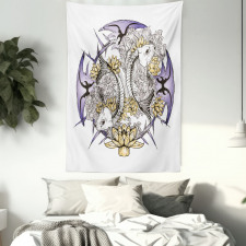 Fish Skeleton Lotus Art Tapestry