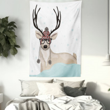 Hipster Deer with Glasses Tapestry