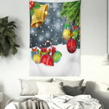 Vivid Noel Balls and Bell Tapestry