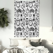 Hand Drawn Clocks Tapestry