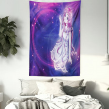 Purple Anime Fairy Sitting Tapestry