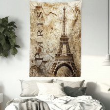 Eiffel Tower on Grunge Wall Tapestry