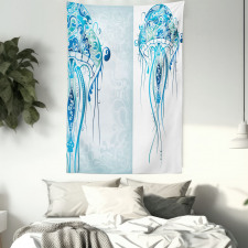 Ocean Jellyfish Paisley Tapestry