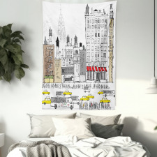 Busy City Traffic Jam Tapestry