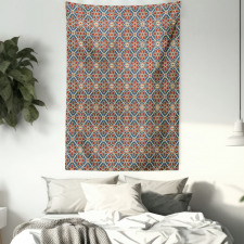 Flora Themed Squares Tapestry