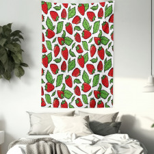 Juicy Strawberries Leaves Tapestry