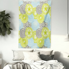 Pastel Folk Style Flower Tapestry