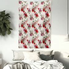 Romantic Flowers Leaves Tapestry