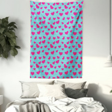 Pink Heart on Polka Dots Tapestry