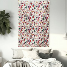 Modern Swirls Leaves Tapestry