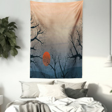 Sunrise Branches Misty Sky Tapestry